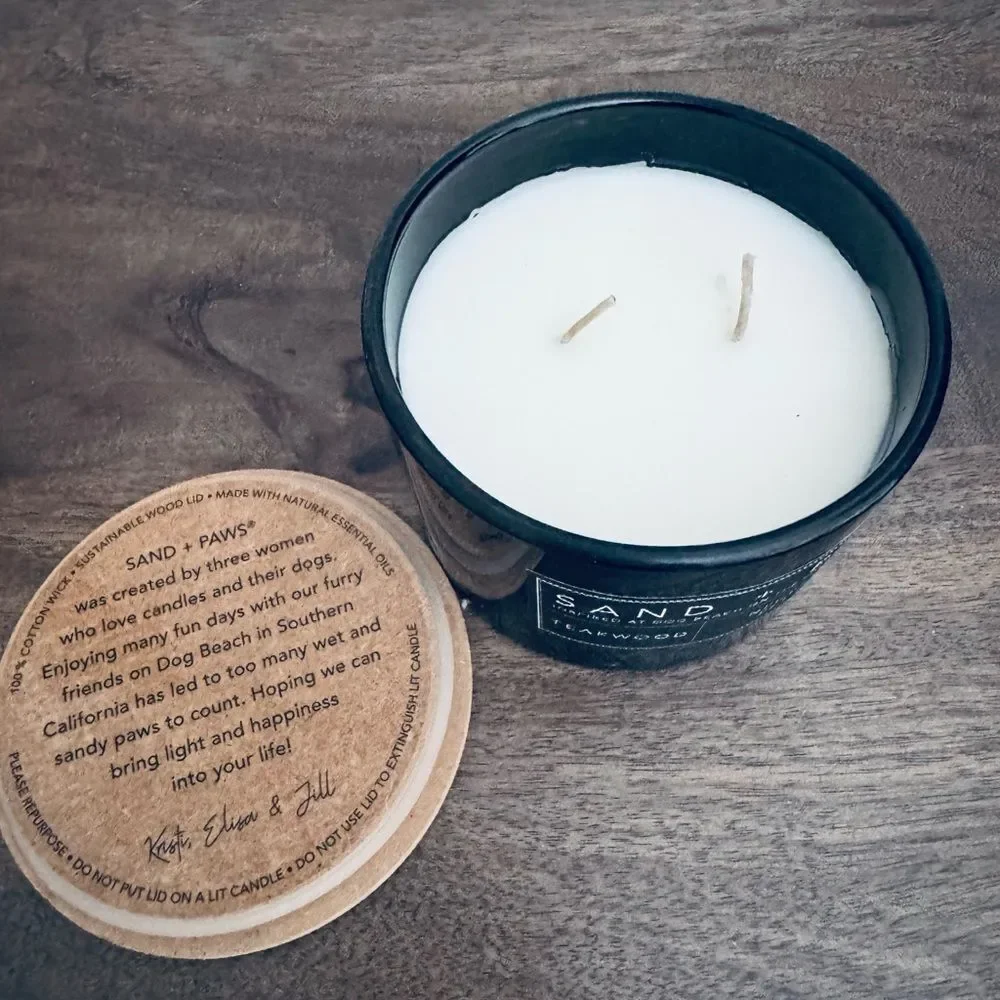 Goldendoodle Labradoodle Dog Teakwood Sand + Paws Jar Candle